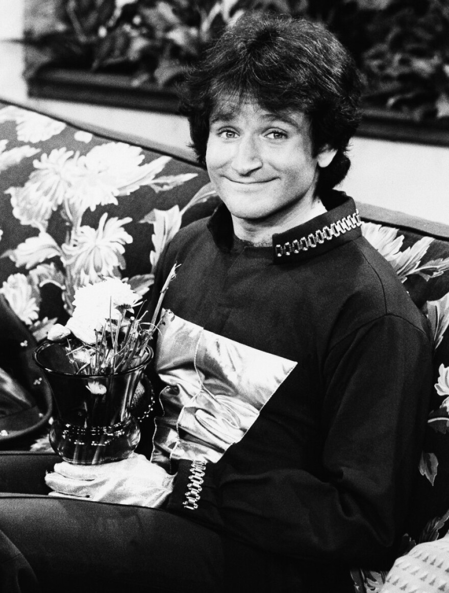 Actor Robin Williams on the set of ABC's <em>Mork and Mindy</em>, April, 1978.