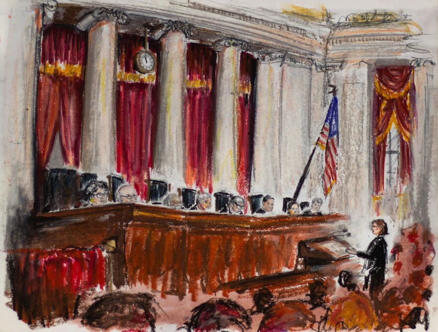 U.S. Supreme Court justices listen to arguments in the Murphy v Carpenter case on Nov. 27, 2018.
