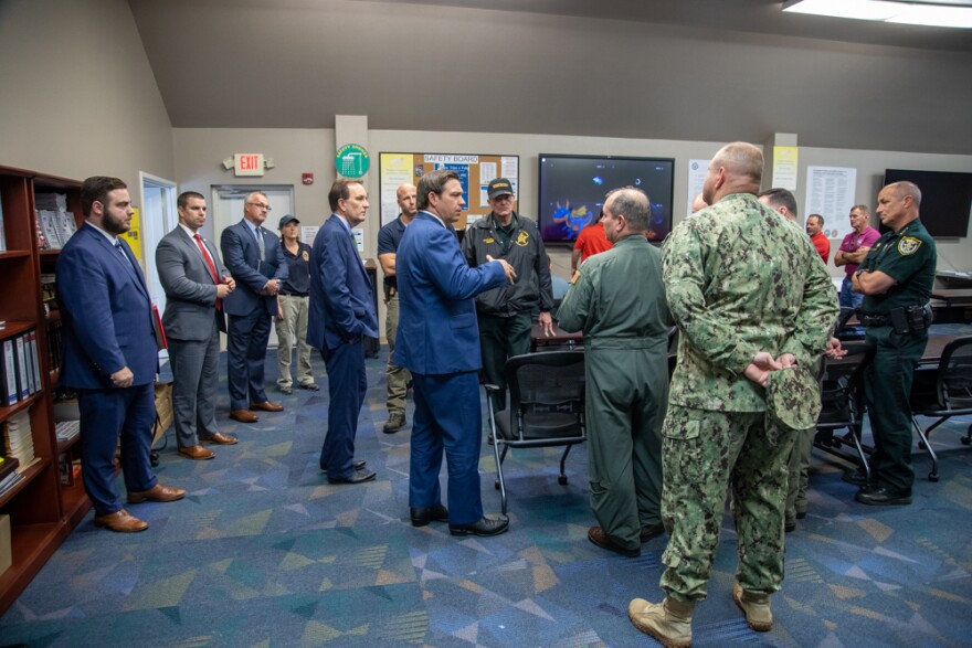 Gov. Rick DeSantis meets with law enforcement officials and leadership of Naval Air Station Pensacola following a fatal shooting there Dec. 6. COURTESY GOVERNOR'S PRESS OFFICE