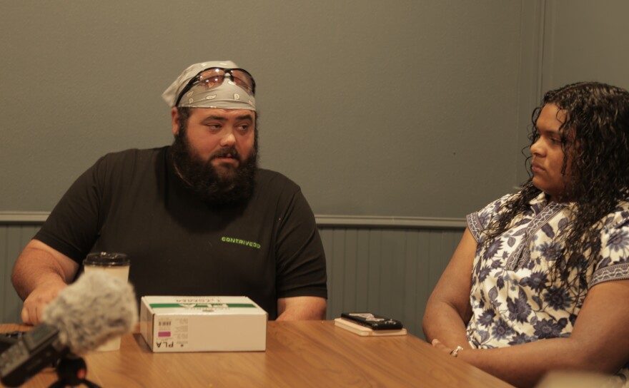 Josh Chavez (left) and Brooklyn Duvall (right) took a seat at Rep. Hinojosa's roundtable with West Texans to hear concerns over expanding data centers in the state. July 18, 2026.