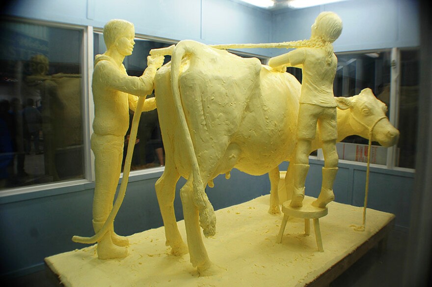 <em>Cowgirls just wanna have fun, </em>a<em> </em>butter sculpture that Jim Victor and Marie Pelton created for the Eastern States Exposition in West Springfield, Mass., September 2014.