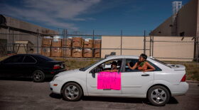 Protesters drive in a caravan around an Immigration and Customs Enforcement Processing Center to demand the release of detainees due to safety concerns amidst the COVID-19 outbreak. 
