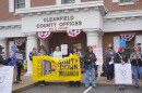 Dozens of people from throughout Pennsylvania, including in Clearfield County, protested at the Clearfield County Commissioners meeting on Tuesday, Sept. 22, 2026. 