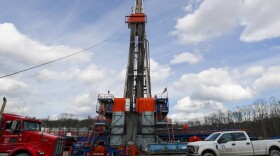 A shale gas well drilling site is pictured in 2020 in St. Mary's, Pa., a key battleground state where the fracking industry has brought in jobs.