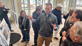 Matt Deitchley, deputy commissioner for the Indiana Department of Transportation's LaPorte District, answers residents' questions Tuesday evening at Granger Missionary Church. INDOT held the meeting to gather public comment about a planned roundabout on State Road 23 at Adams Road in Granger.
