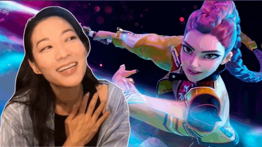 Arden Cho (left) is the voice actress for Rumi in "KPop Demon Hunters."