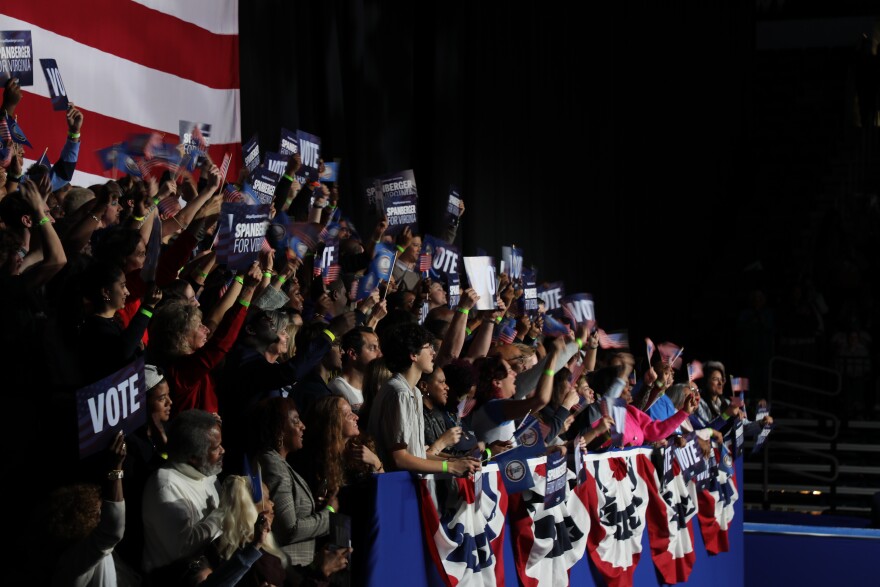 People at Chartway Arena cheer for President Barack Obama Nov. 1.