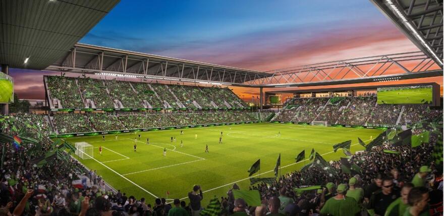 An artist's rendering of a proposed stadium at McKalla Place near the Domain. 