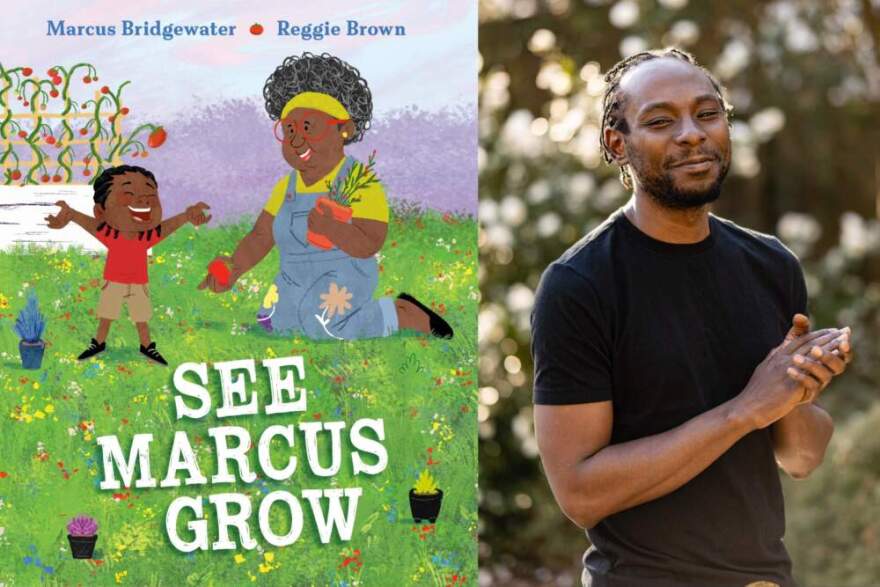 The cover of "See Marcus Grow" beside author Marcus Bridgewater. (Courtesy of  Rob Greer)