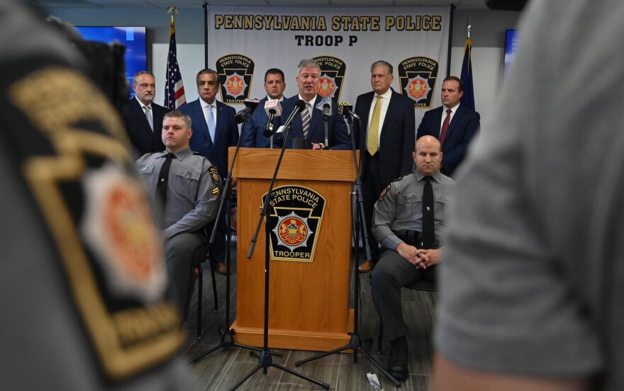 Gerard Karam, U.S. attorney for the Middle District of Pennsylvania, announces charges against the "Fentanyl Robbery Gang."