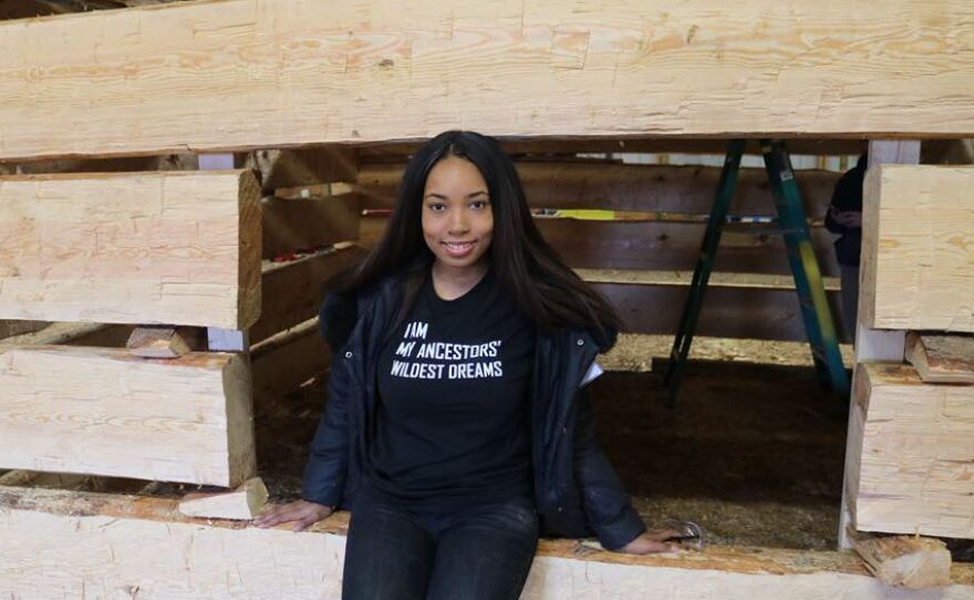 Michelle Taylor is participating in a project to help restore slave dwellings at the estate, where her aunt's great-grandfather was a slave.