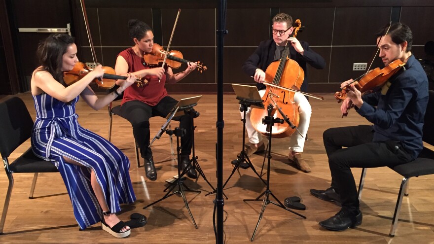 The Catalyst Quartet: violinists Karla Donehew Perez and Jessie Montgomery, cellist Karlos Rodriguez and violist Paul Laraia