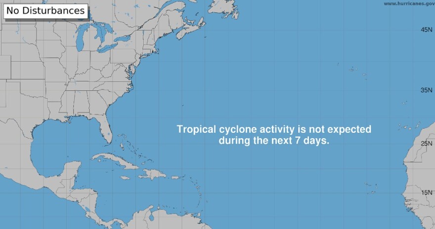 National Hurricane Center Tropical Weather Outlook map on May 15, 2026.