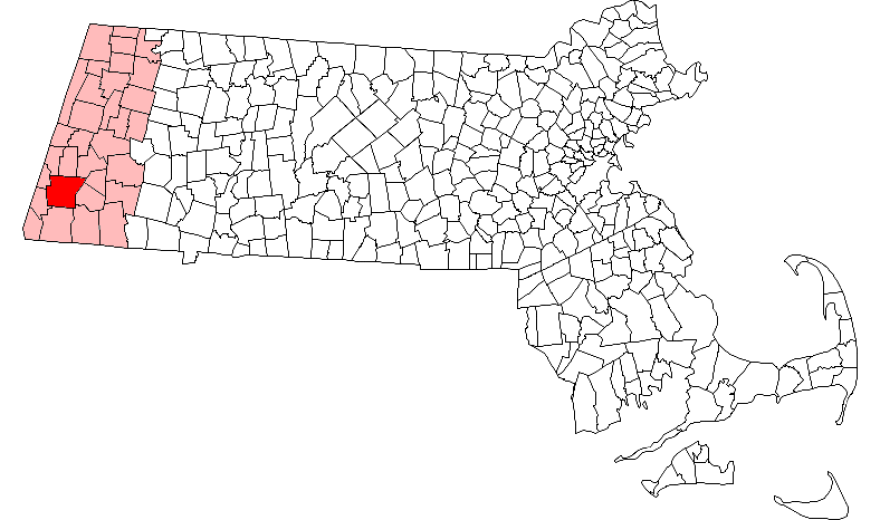 This is a map highlighting Great Barrington, Massachusetts