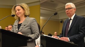 a photo of budget presenters Kim Murnieks and Mark Flanders