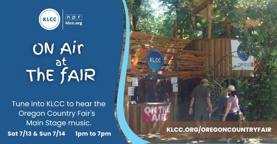 KLCC Booth at Oregon Country Fair