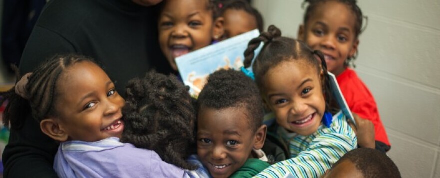 Children from a St. Louis classroom who participate in the Ready Readers program.