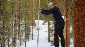  Stephen Jaouen measures snow outside of Basalt, Colorado. High-mountain snowmelt is the largest source of water for the Colorado River, and climate change is gradually reducing the amount that falls. This year, a shifted baseline for what counts as “average” paints a somewhat deceptive picture of how much snow is stored up in the mountains. 