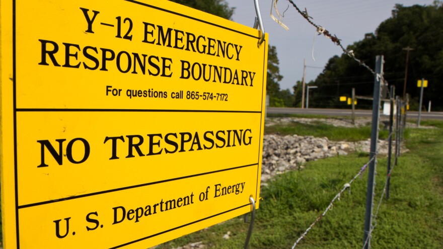 A sign warns against trespassing onto the Y-12 National Security Complex in Oak Ridge, Tenn. Sister Megan Rice and two other anti-war protesters cut through three fences and spray-painted slogans on the wall of a weapons-grade uranium facility in 2012.