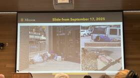 President Mun Choi shares images of homeless people sleeping downtown to emphasize the importance of enforcing a loitering ordinance. He initially presented the slides during the Columbia Chamber of Commerce meet in September.