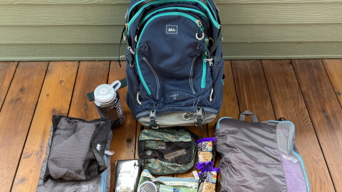 A go bag with supplies.
