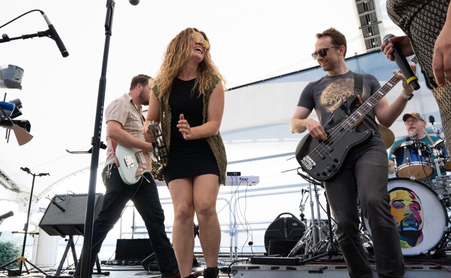 Heather Redman & The Reputation performs at For Dayton By Dayton on Saturday, June 10, 2023, in Dayton, Ohio. (Ruthie Herman for WYSO)