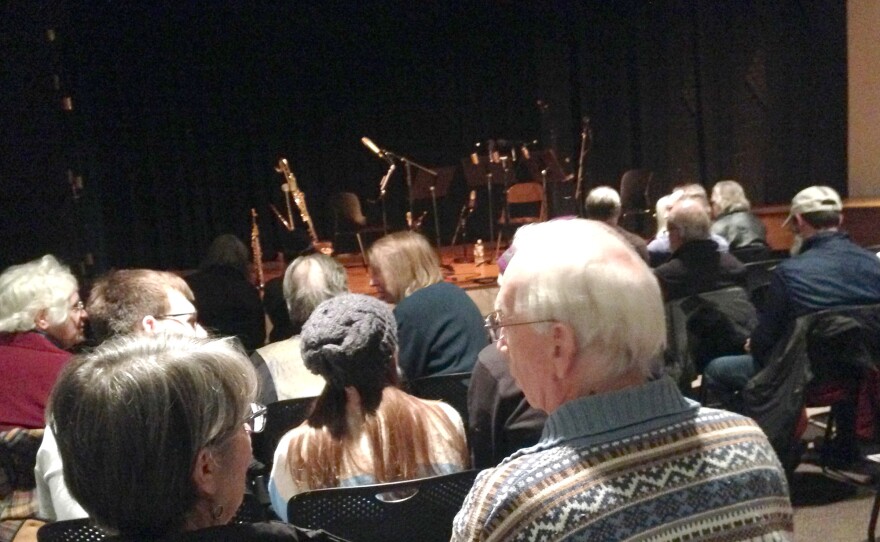 The audience gathers at a Pioneer Valley Jazz Shares concert at Hampshire College in Amherst, Massachusetts.