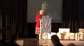 Ivy Tech Community College President Sue Ellspermann speaks at the event announcing Indiana's new partnership with Credential Engine.