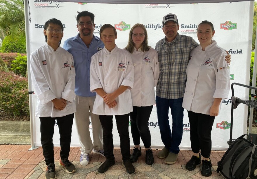 Institute of Culinary Art students at the American Culinary Federation National Convention with Chef Aaron Sanchez from the FOX cooking competition show "Master Chef." (Photo courtesy of Pam Bedford)