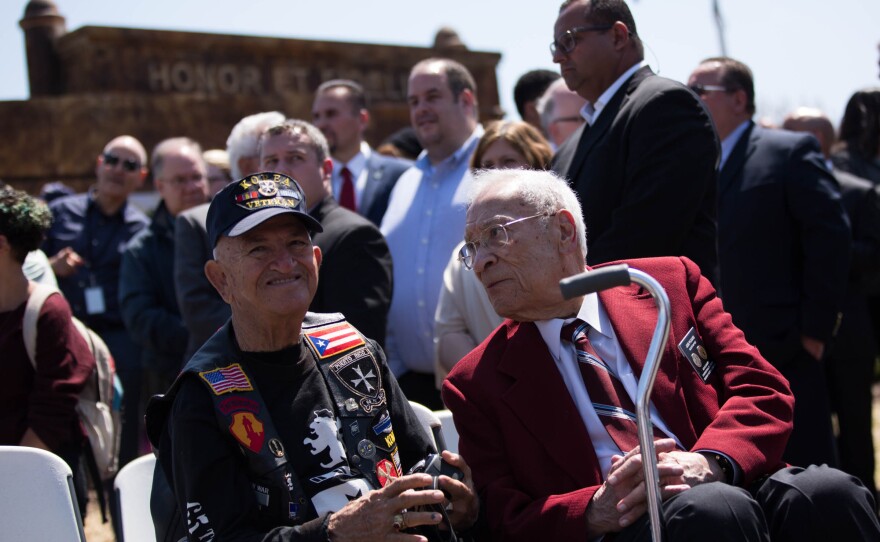 The guests of honor during Saturday's monument dedication ceremony received Congressional Gold Medals. The memorial honoring the Borinqueneers is located on a cul-de-sac on the corner of Washington St. and Borinqueneers Way in New Britain.