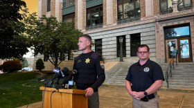 Chelan County Sheriff Mike Morrison speaks at a press conference on Sept. 25, 2025, in Wenatchee.