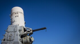 FILE - A 20mm Phalanx CIWS weapons defense cannon is mounted on the U.S. Navy destroyer USS Gravely on March 14, 2023. The U.S. military said Sunday Dec. 31, 2023 it shot down two anti-ship ballistic missiles fired toward a container ship by Yemen’s Houthi rebels in the Red Sea. A contract-embarked security team on the ship returned fire, the central command said. U.S. helicopters from the USS Dwight D. Eisenhower aircraft carrier and GRAVELY responded to the distress call and while issuing verbal warnings to the attackers, the small boat crews opened fire on the helicopters using small arms, the statement said. (AP Photo/John C. Clark, File)