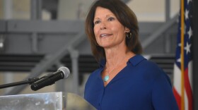 U.S. Rep. Cheri Bustos (D-Moline) speaks at the 182nd Airlift Wing U.S. Air National Guard Base at the Peoria International Airport earlier this year.