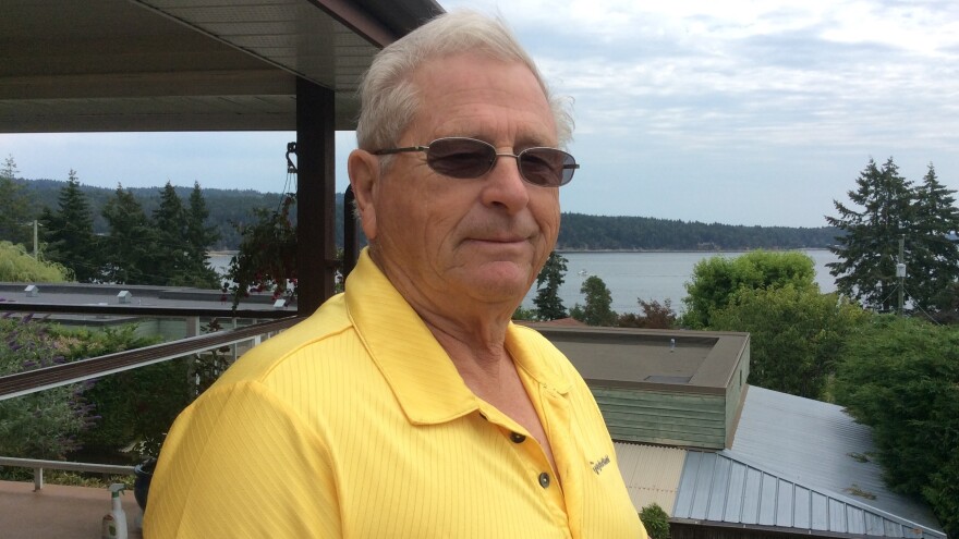 George Creek monitors boat traffic from his home overlooking the Trincomali Channel in British Columbia.