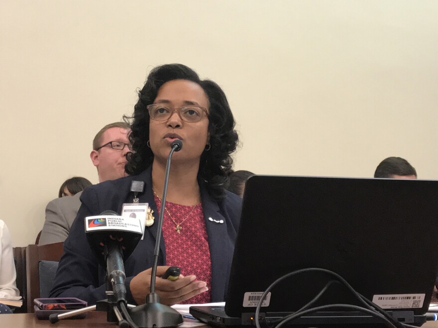 Department of Child Services Director Terry Stigdon addresses the State Budget Committee.