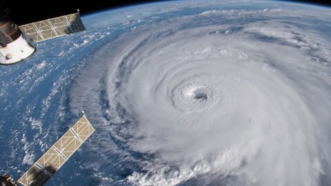 Photo of a hurricane taken from a satellite.