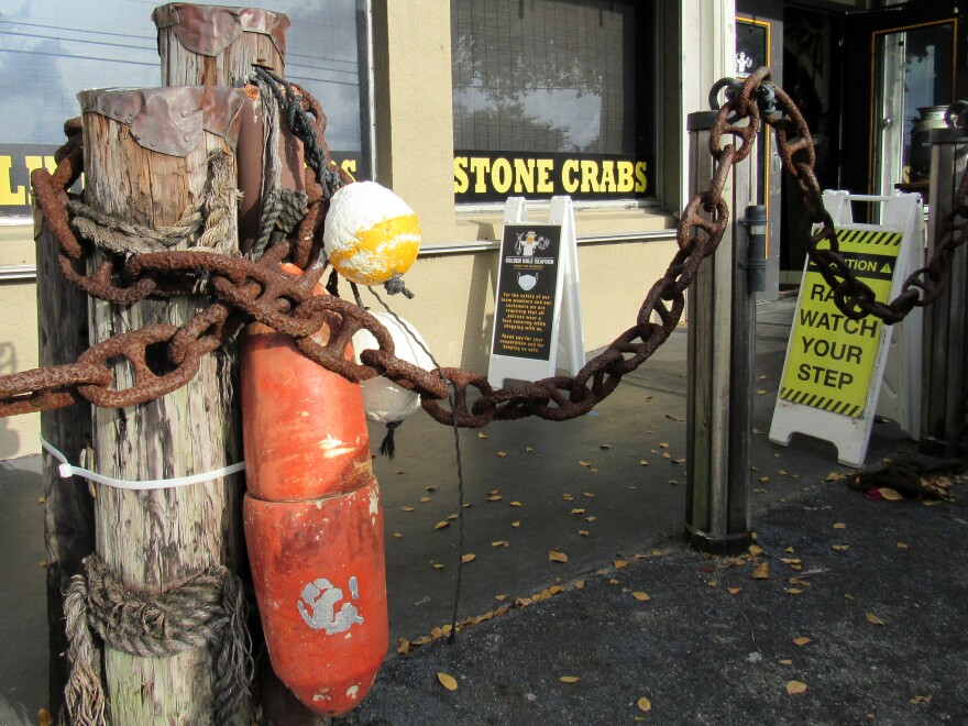 Peak business at Golden Rule Seafood coincides with stone crab season said Taylor Mullins-Flores, chief operating officer at the Miami, Fla., business on May 21, 2020. Whatever we have we sell immediately, waitress Maya Sanchez said. (Marlowe Starling/Fresh Take Florida)