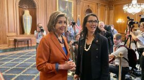 House Speaker Nancy Pelosi and Rep. Mary Peltola at Peltola’s swearing-in ceremony, Sept. 13.