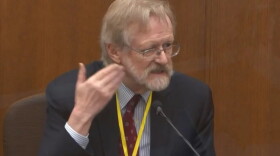 Dr. Martin Tobin testifies Thursday in the murder trial of former police officer Derek Chauvin. Tobin told jurors that the way George Floyd was restrained effectively shut down his left lung.