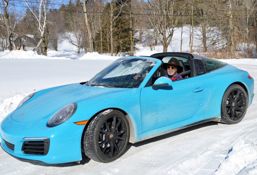 Al Wakefield in a teal-blue Porsche.