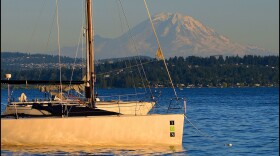 Lake Washington and Mount Rainier from O.O. Denny Park in Kirkland.