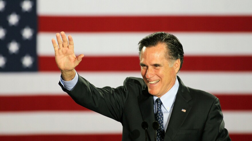 Republican presidential candidate Mitt Romney greets supporters Tuesday in Milwaukee.