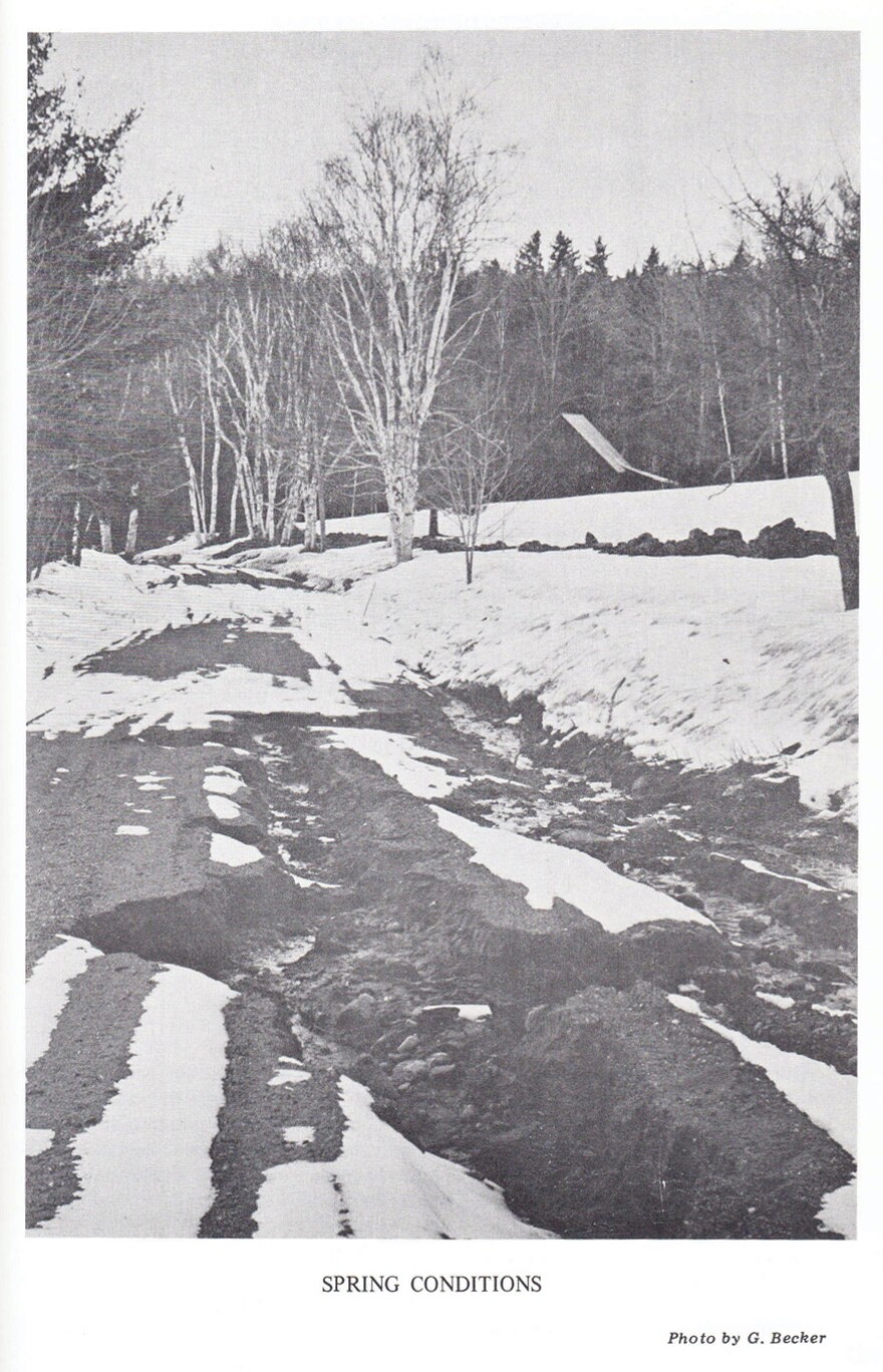 A small Vermont road during mud season.