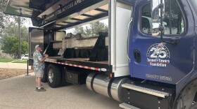A steel beam recovered from the wreckage of the World Trade Center after 9/11 is on display at the Ronald Reagan Presidential Library in Simi Valley, as part of a national tour.
