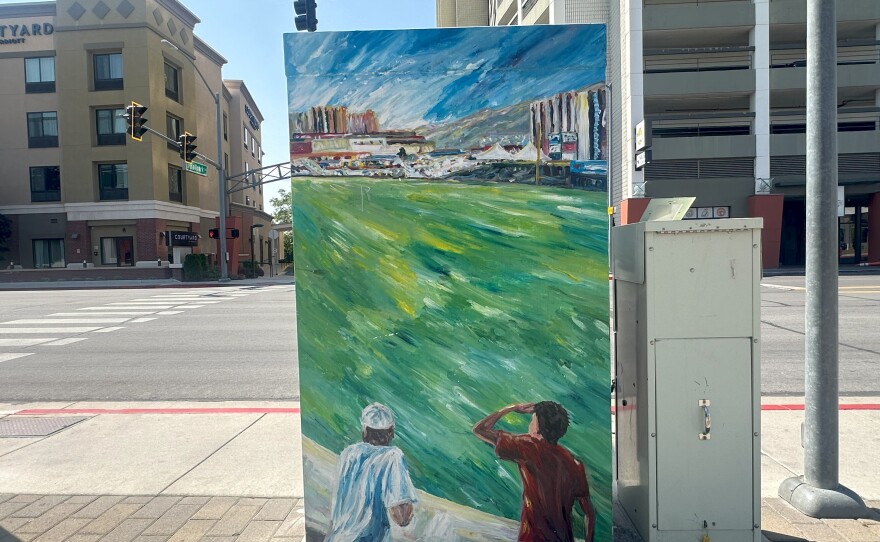 Blair Latos painted this baseball game inspired signal box in 2022.