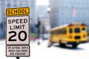 Señal de límite de velocidad en zonas escolares