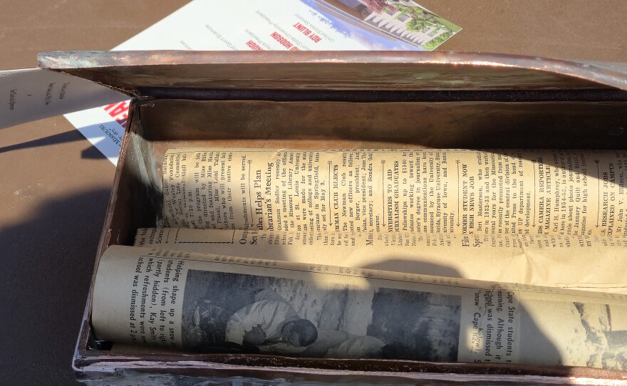 Papers from the opened Time Capsul