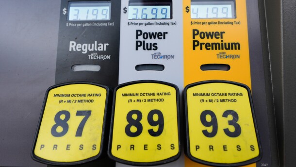Fuel prices are shown on a gas pump at a filling station in Richardson, Texas, Friday, March 6, 2026.