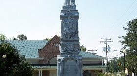 The confederate monument at the Tyrrell County courthouse in Columbia, N.C.