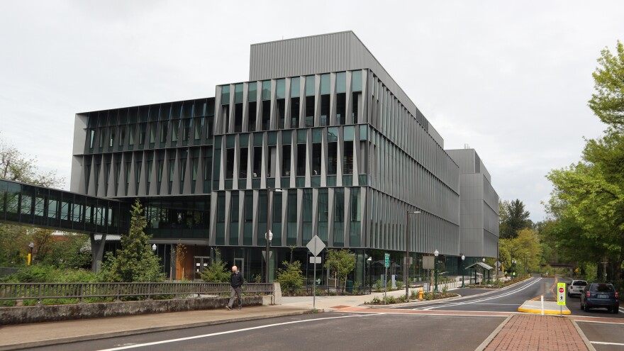 The exterior of Building Two of the Knight Campus for Accelerating Scientific Impact as seen in this April 21, 2026 photograph.
